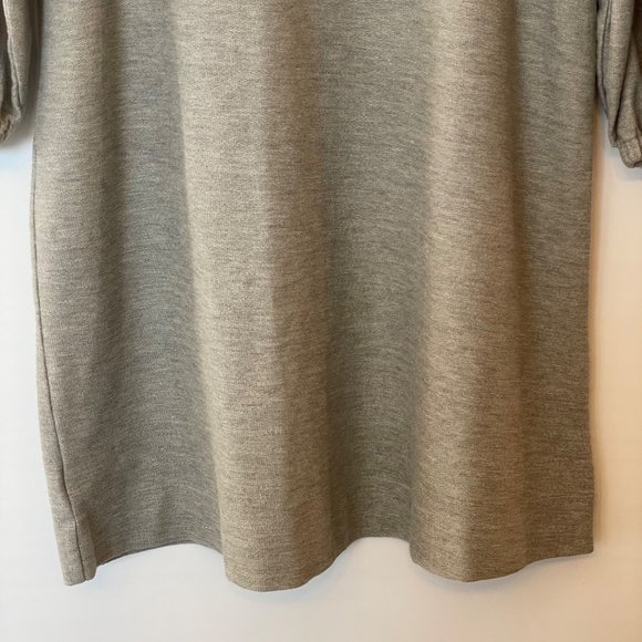 Lou & Grey Womens Size M Gray Knit Dress Slouchy Puffy Sleeves Mini 100% Cotton - Picture 4 of 12